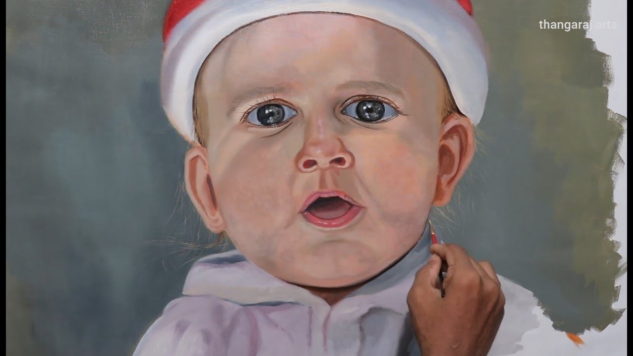 Master Artist Thangaraj painting bespoke oil portrait in Mumbai atelier