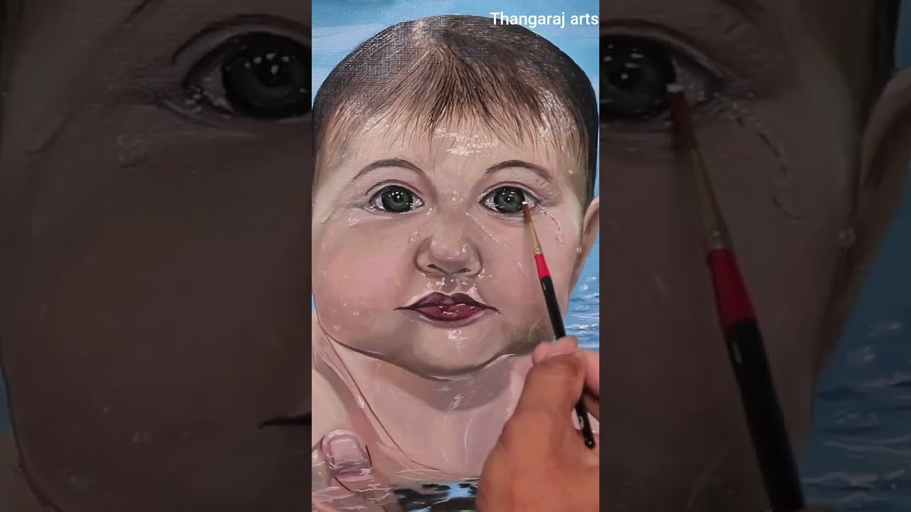 Delicate Oil Painting of Baby - Thangaraj Arts custom commission