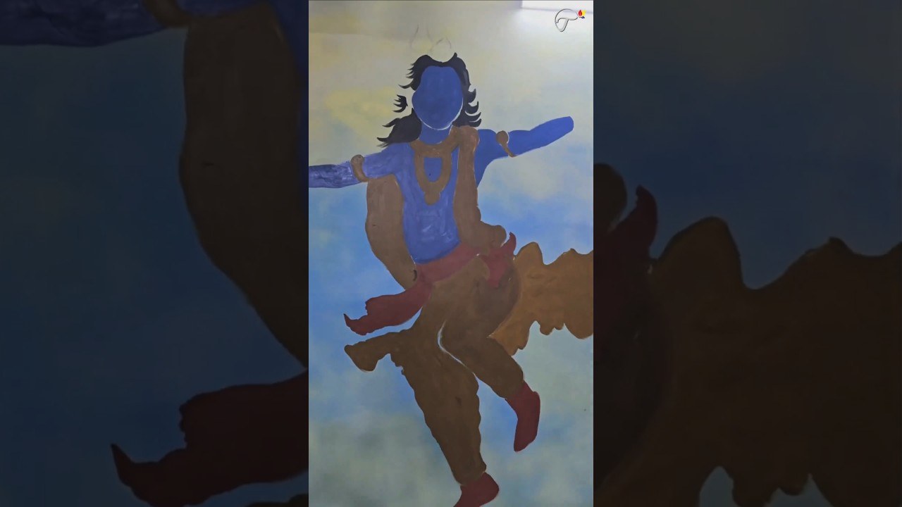 Radha Krishna Devotional Acrylic Wall Mural - Thangaraj Arts custom commission
