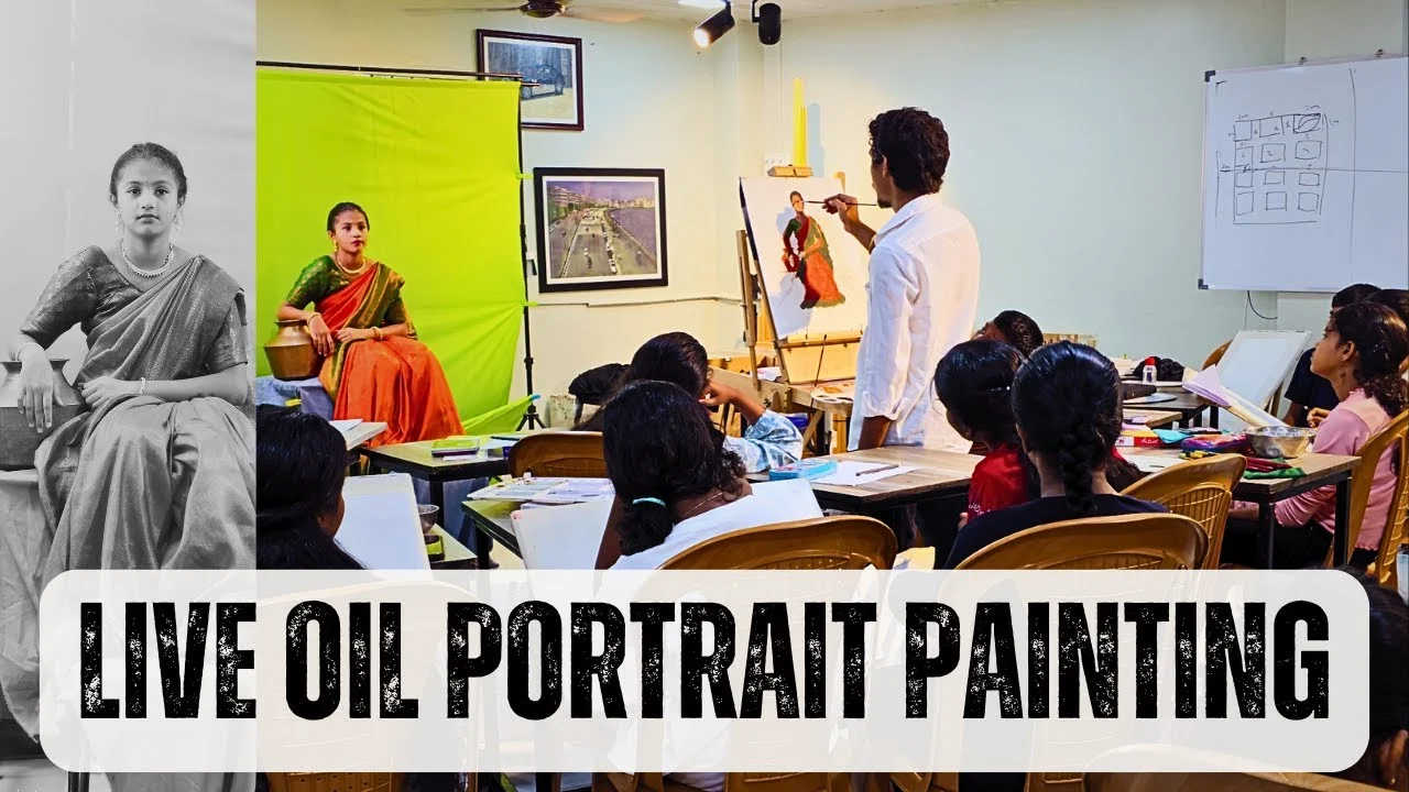 Live Oil Painting Performance by Master Artist Thangaraj